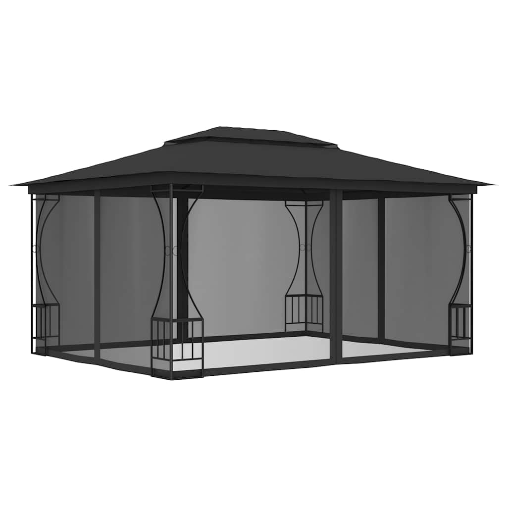 Gazebo with Nets 9.8x13.1x8.7 ft Anthracite J21618