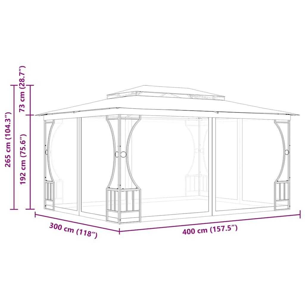 Gazebo with Nets 9.8x13.1x8.7 ft Anthracite J21618