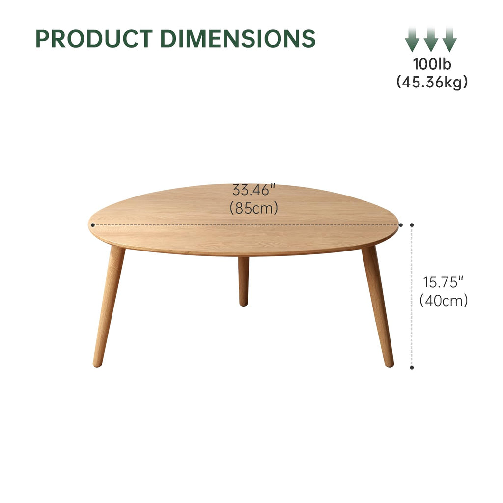 Oval Solid Oak Wood Coffee Table Y414868