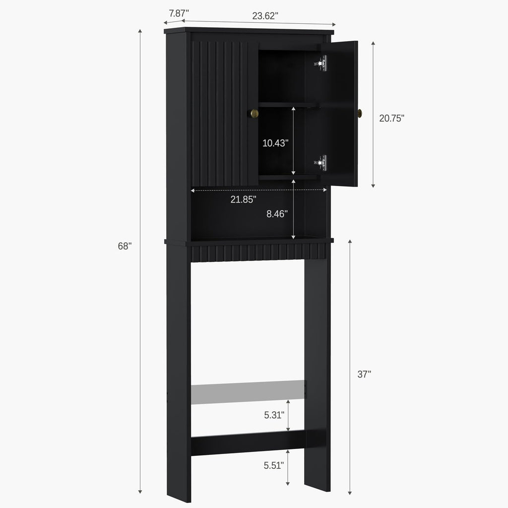 Black Over The Toilet Storage Cabinet with Adjustable Shelf M959511