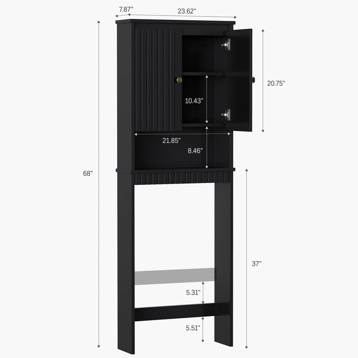 Black Over The Toilet Storage Cabinet with Adjustable Shelf M959511