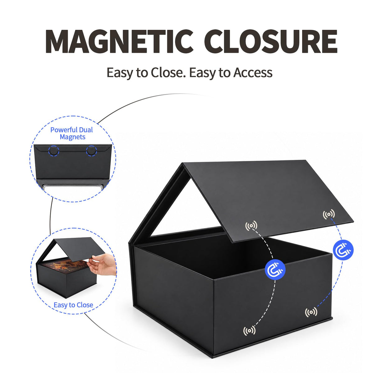 Black Cardboard Magnetic Display Box 4 Pack I82570