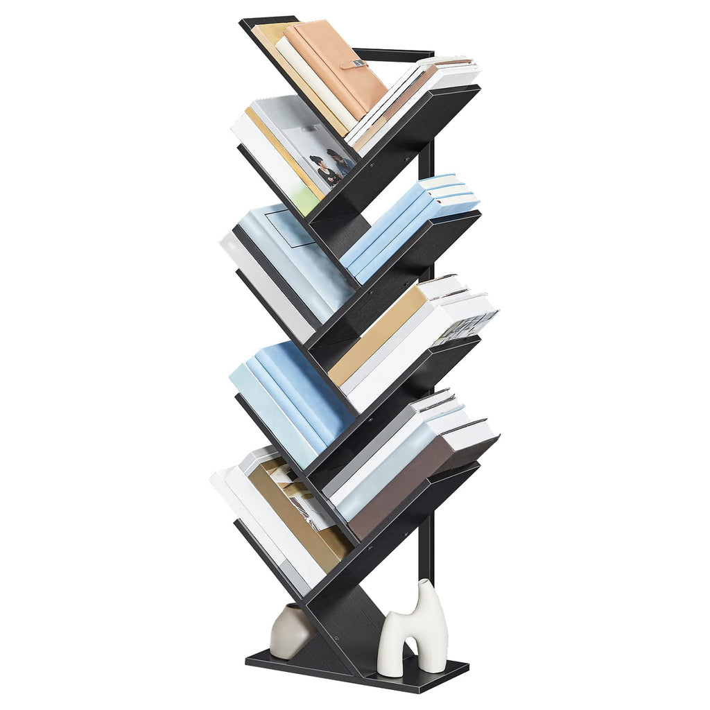 Black 9-Tier Wood Tree Bookshelf N81036