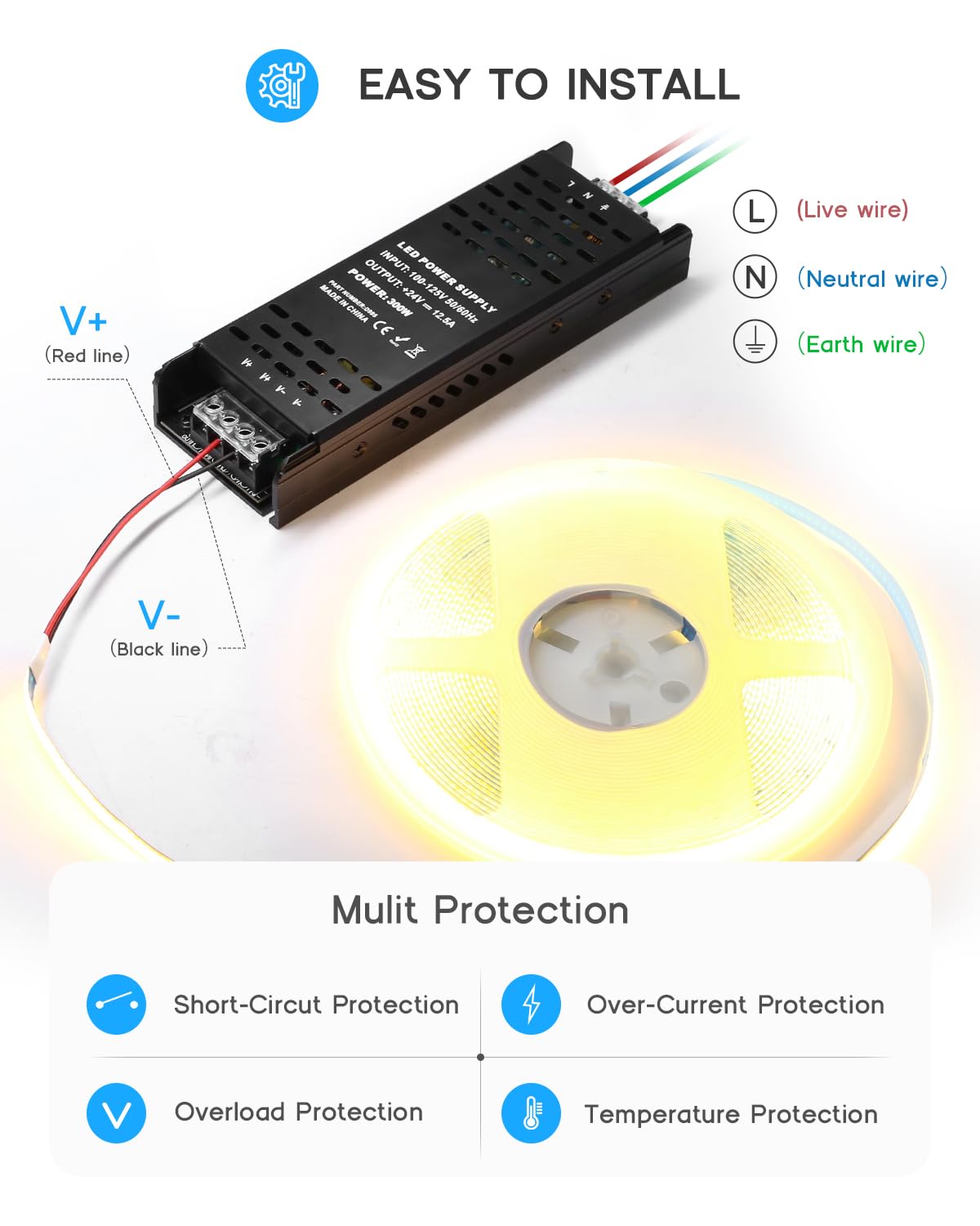 24V 200W Power Supply AC to DC Converter W50666