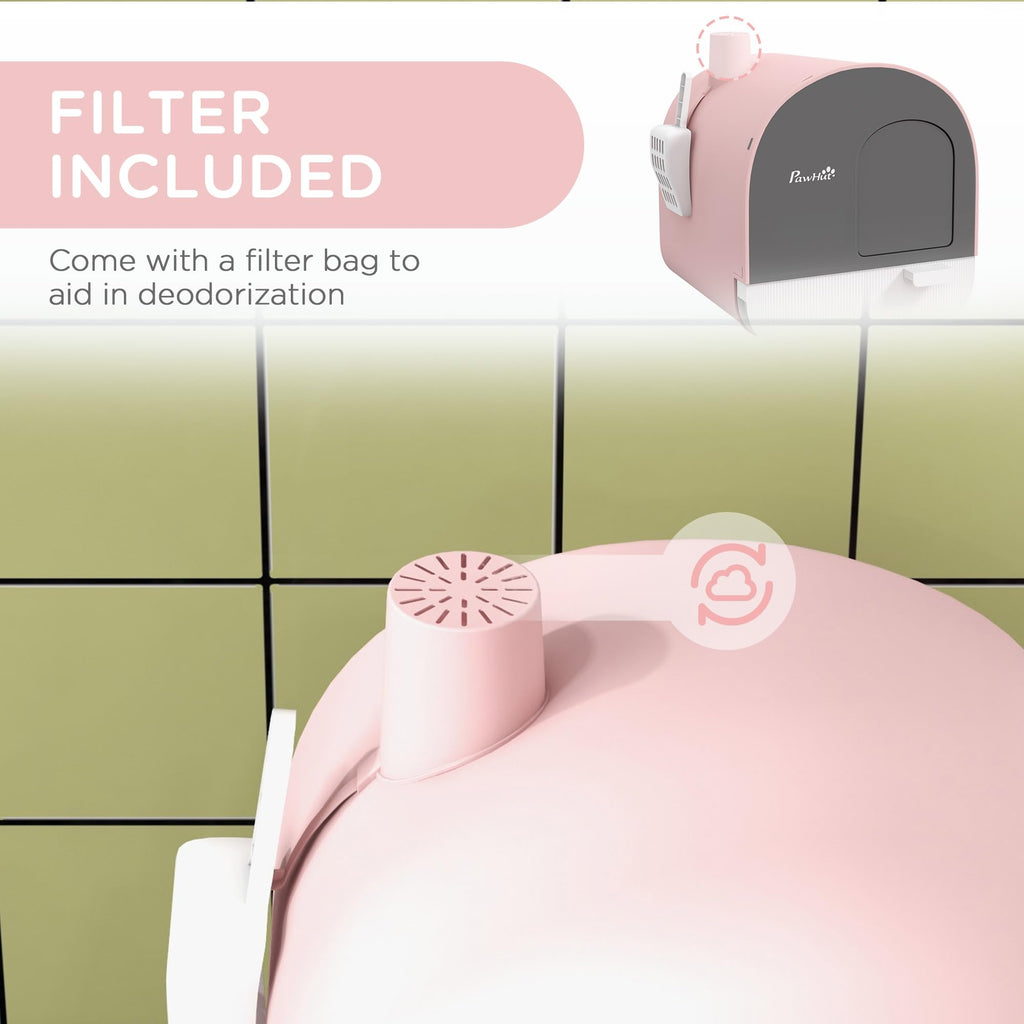 Pink Covered Cat Litter Box with Scoop G413