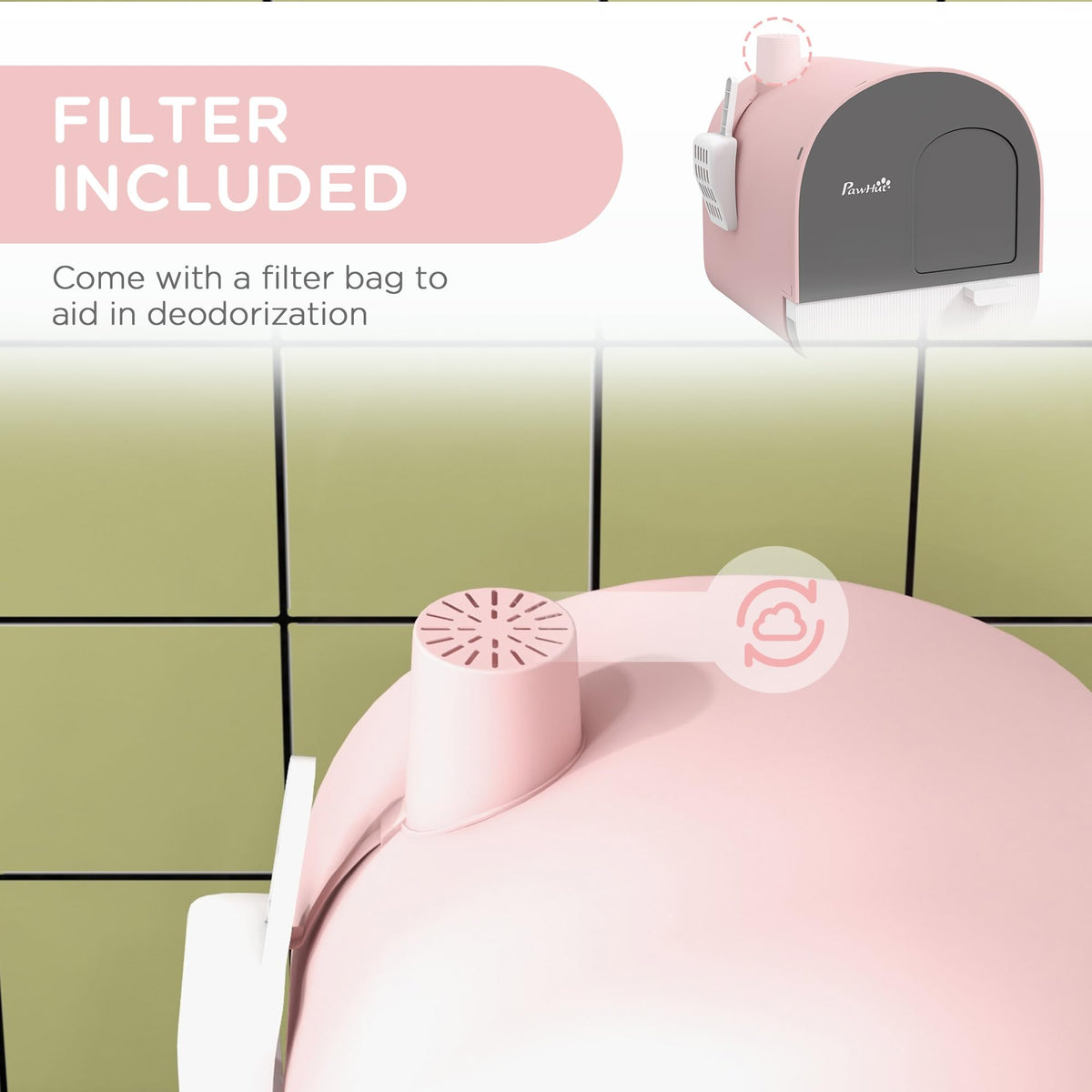 Pink Covered Cat Litter Box with Scoop G413