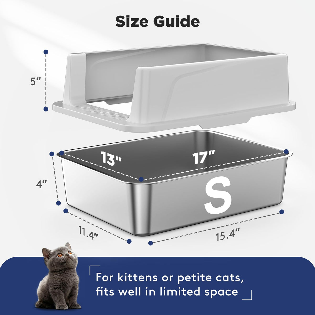 2 Pack Stainless Steel Cat Litter Box with Lid M831766