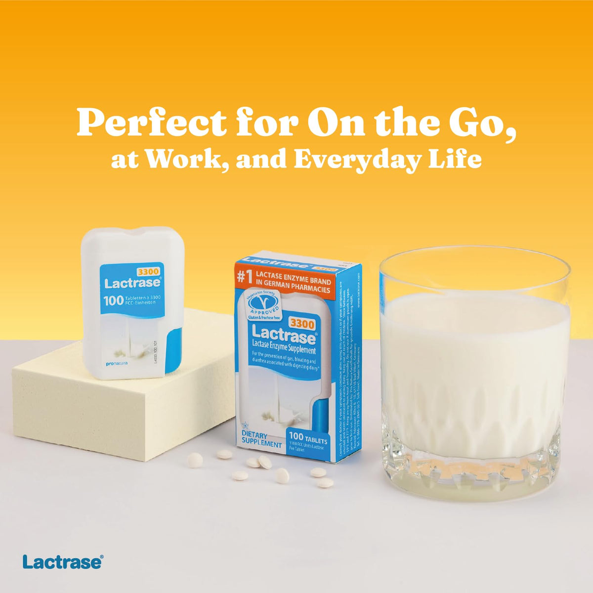 Lactrase Tablet Dispenser 3,300 FCC Lactase Units 100 Pills U585015