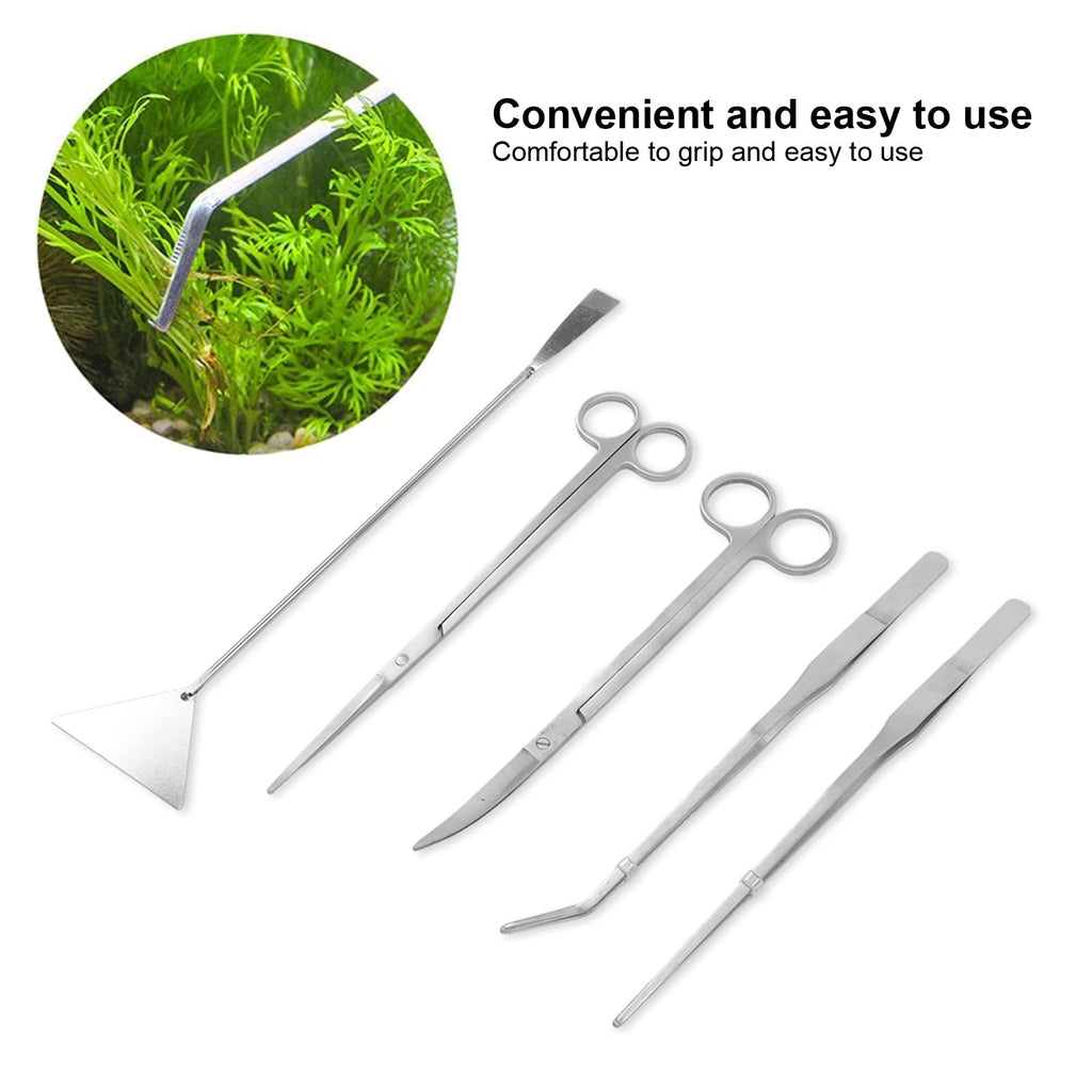 Aquarium Scissors and 5 in 1 Aquascaping Kit Stainless Steel 5 Piece Set Y763