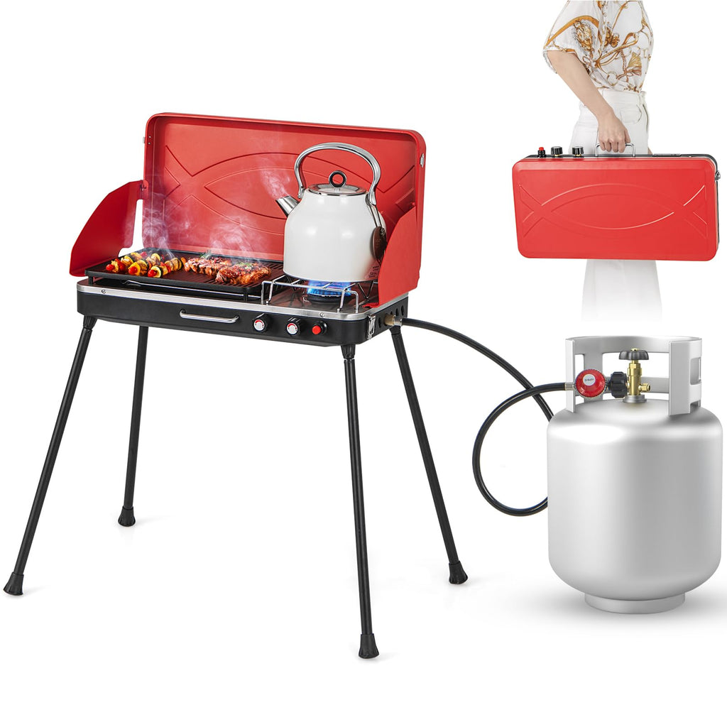 2-Burner Portable Propane Gas Grill with Removable Legs E98538