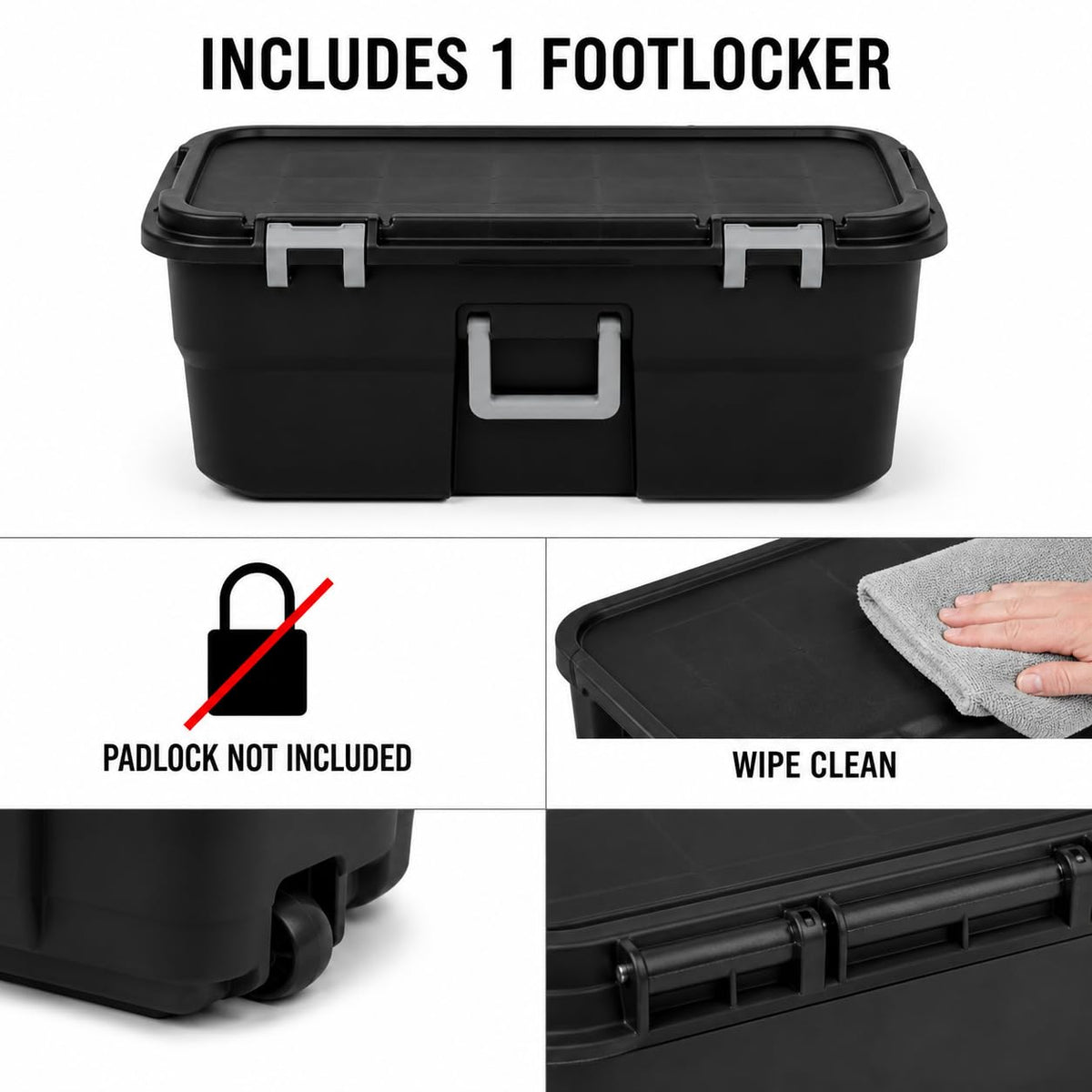 Black 22 Gallon Storage Trunk with Wheels O37603