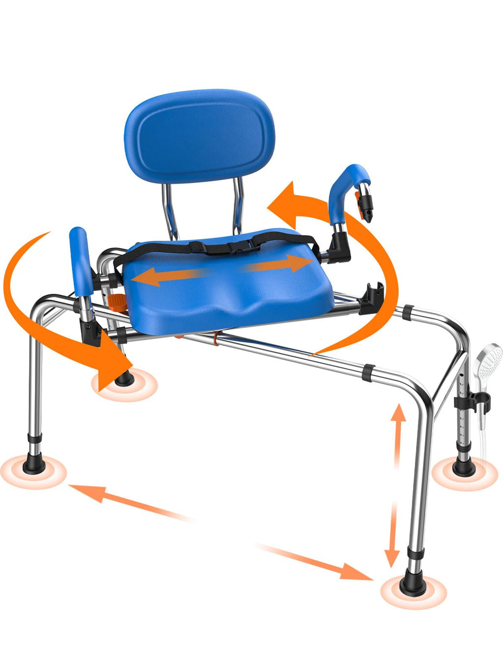 Sliding Shower Chair with 360° Swivel Seat and Adjustable Height A66167