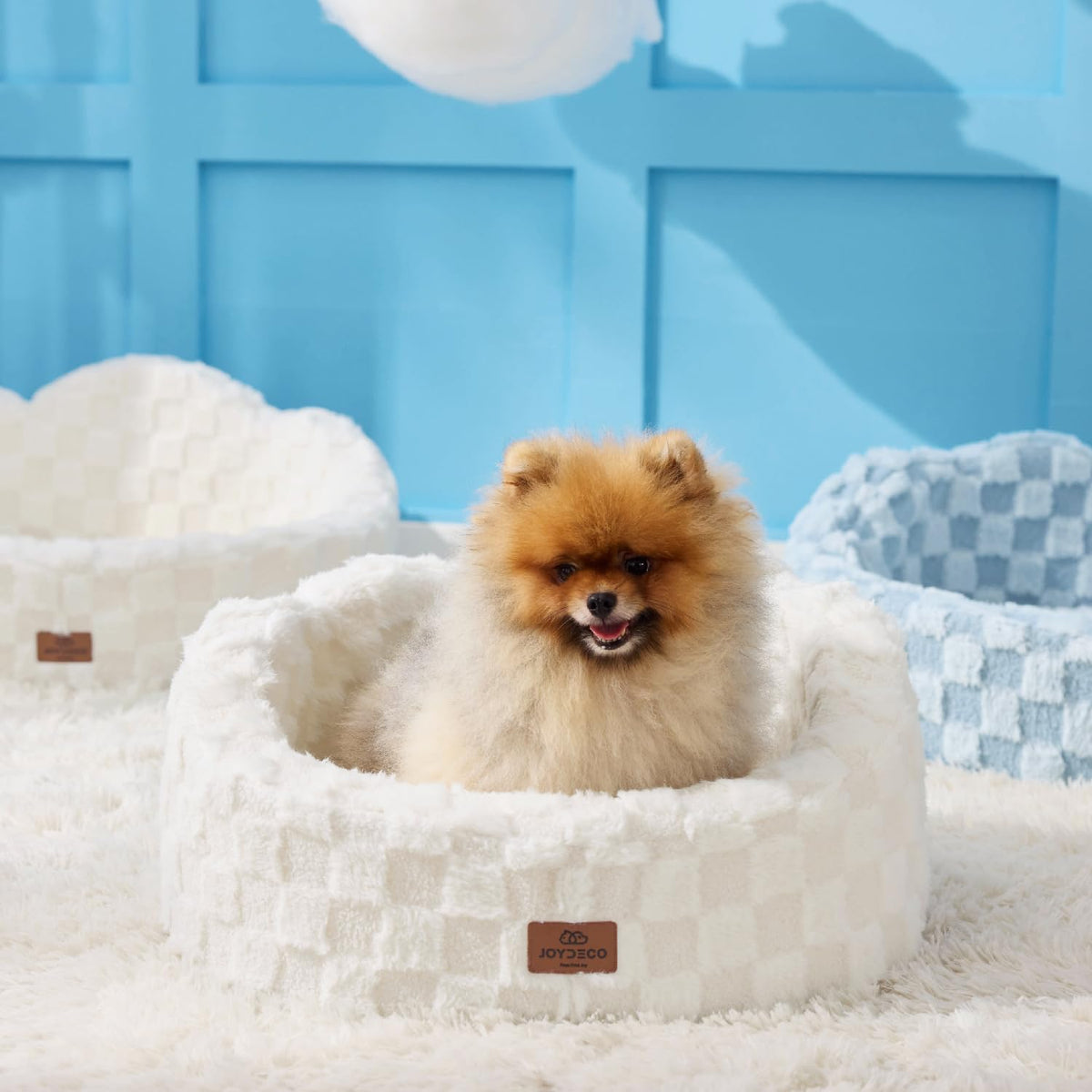 Washable Dog Bed with Orthopedic Foam White L109