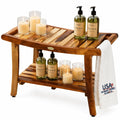 30-Inch Teak Shower Bench with Shelf C51194
