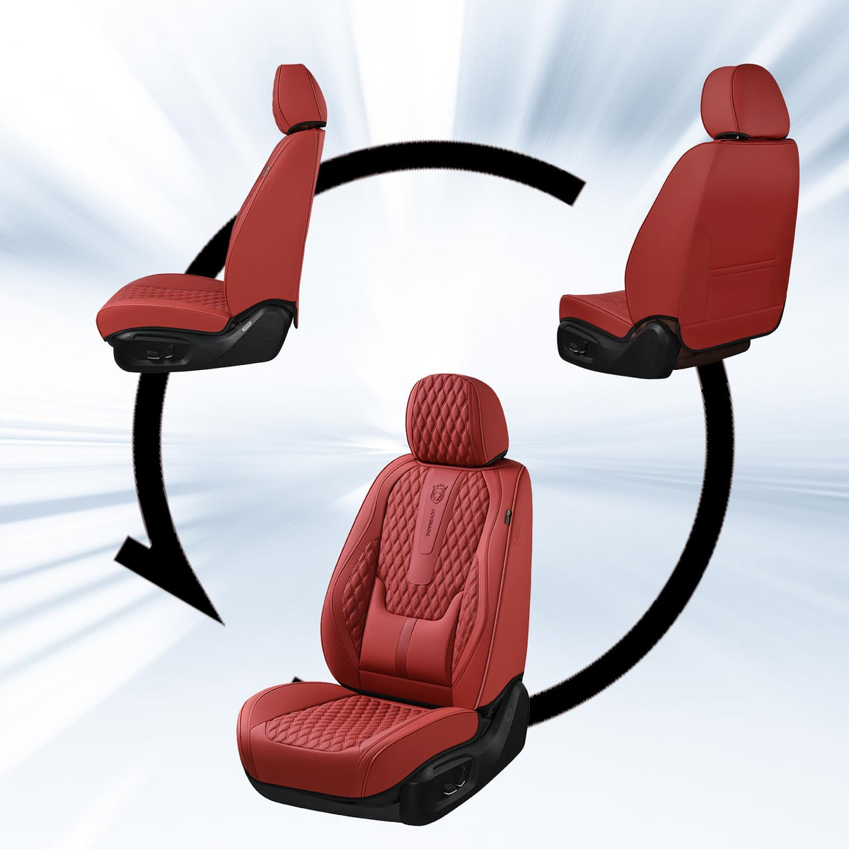 Red Full Set Nappa Leather Car Seat Covers E795500