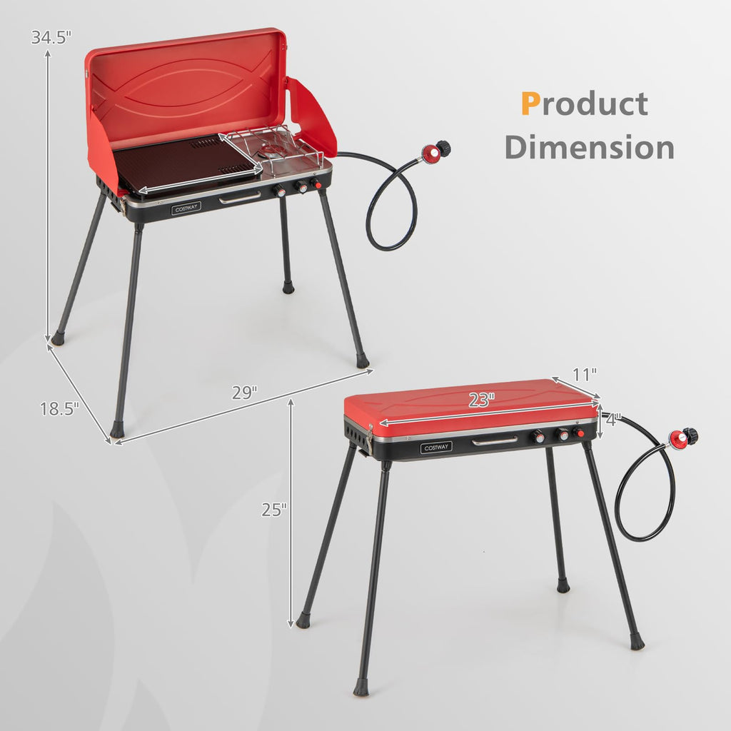 2-Burner Portable Propane Gas Grill with Removable Legs E98538