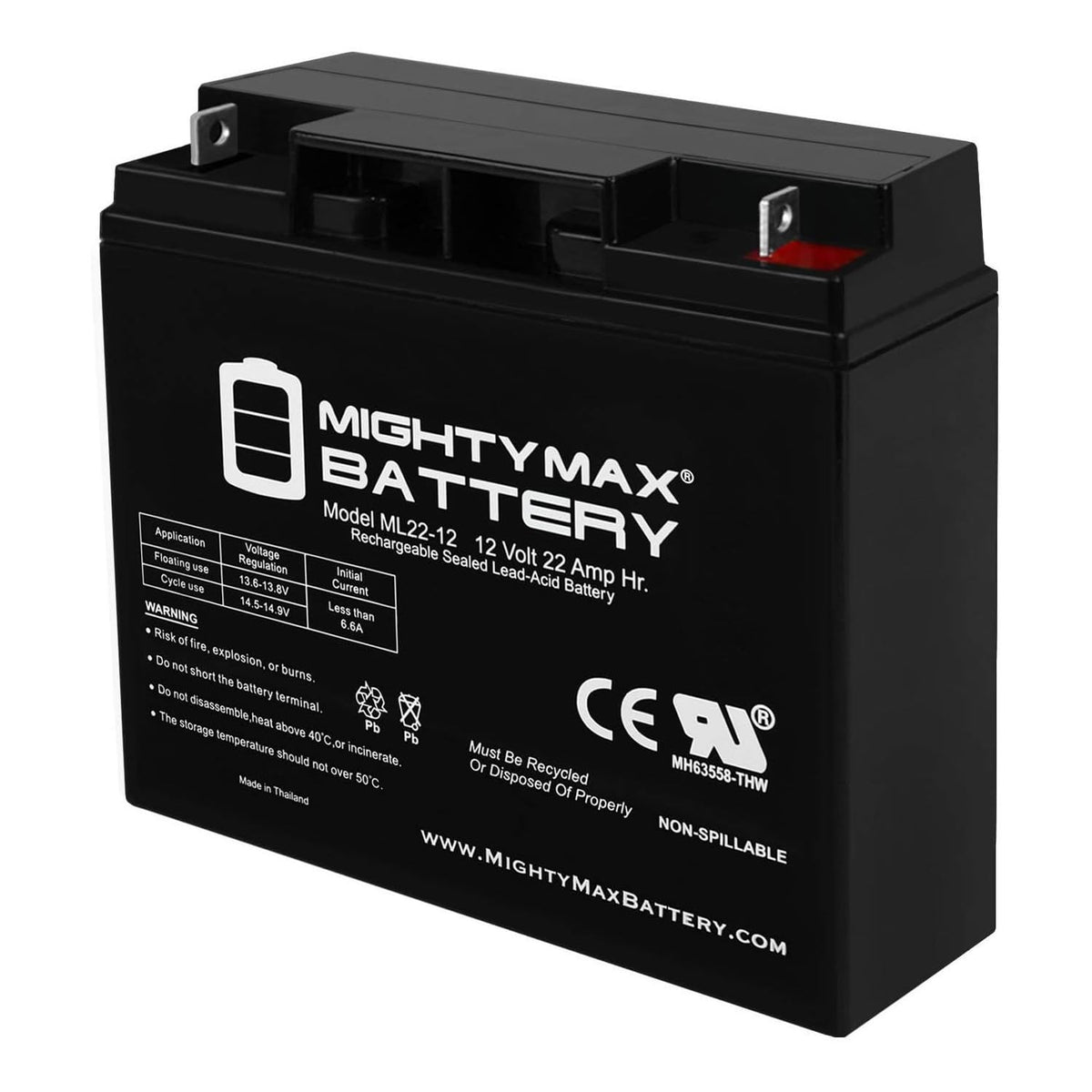 12 Volt 22 AH Rechargeable SLA AGM Battery I99233