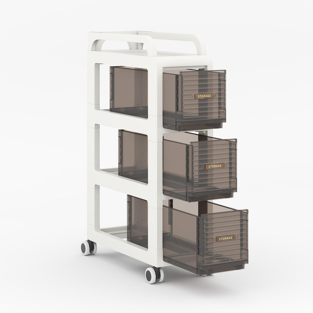 7.87" Wide Slim Bathroom Storage with Drawers and Wheels K249