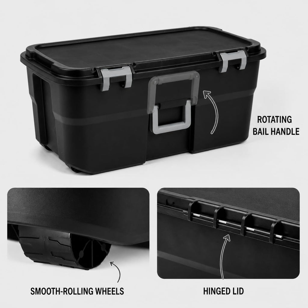 Black 22 Gallon Storage Trunk with Wheels O37603