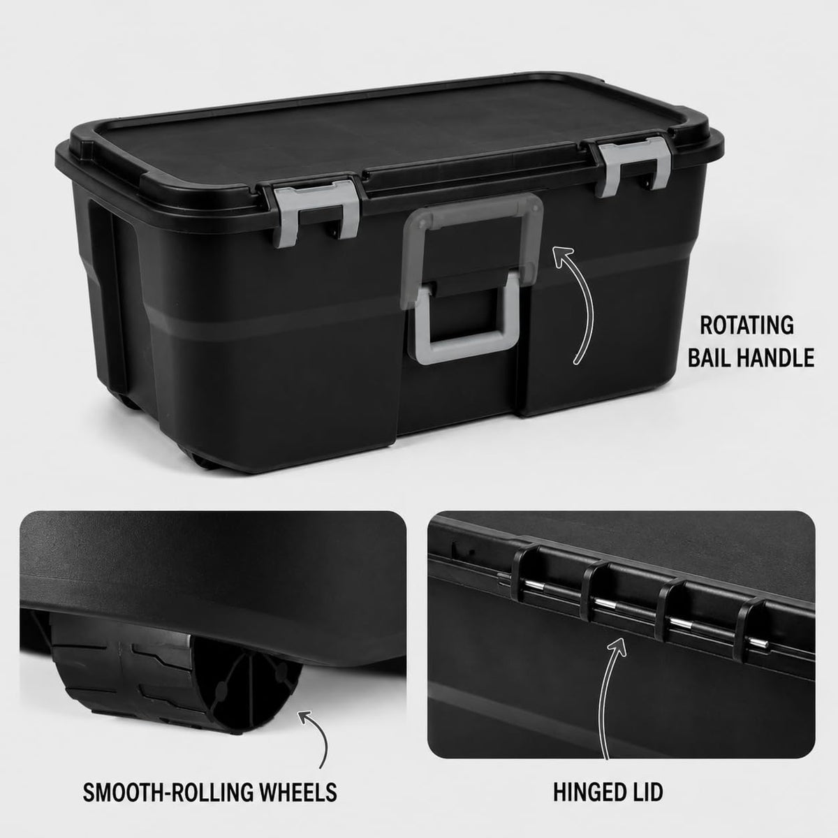 Black 22 Gallon Storage Trunk with Wheels O37603
