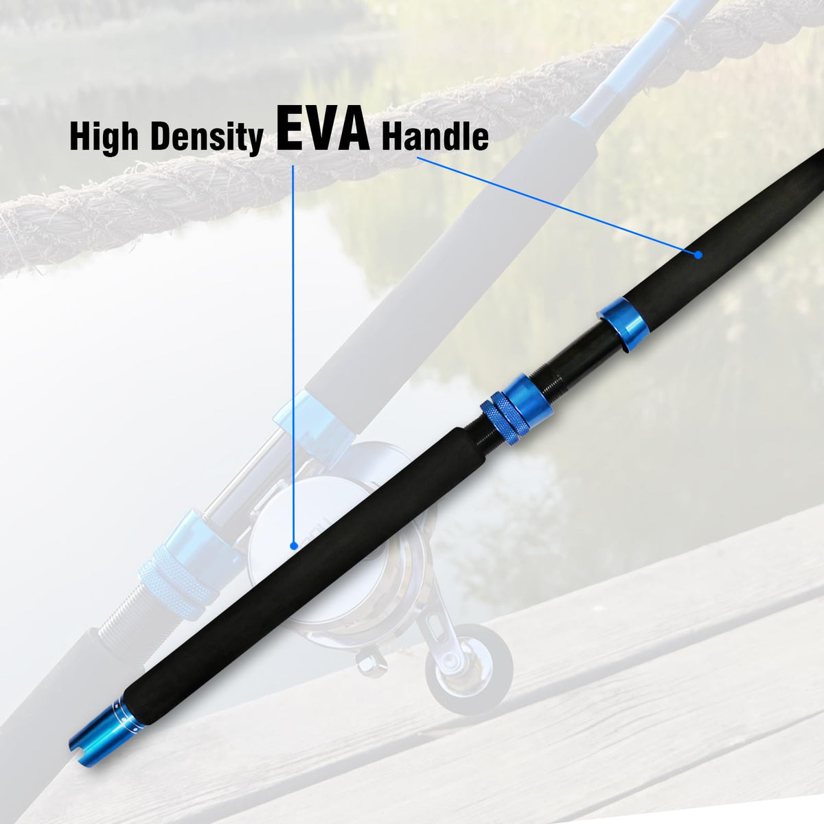 1-Piece 2-Piece Saltwater Trolling Rod Conventional Boat Fishing Pole S463245