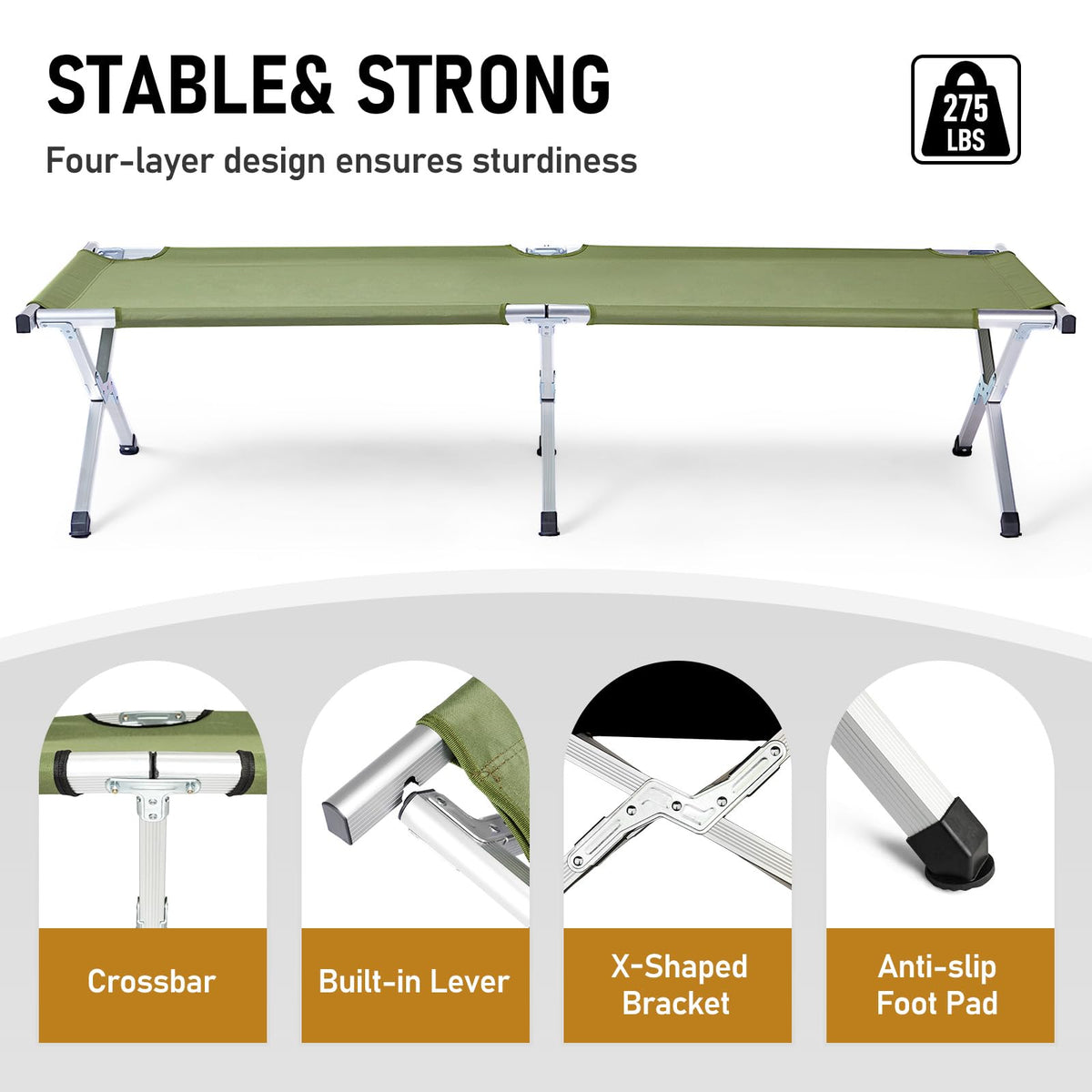 Folding Camping Cot with Carry Bag E520805