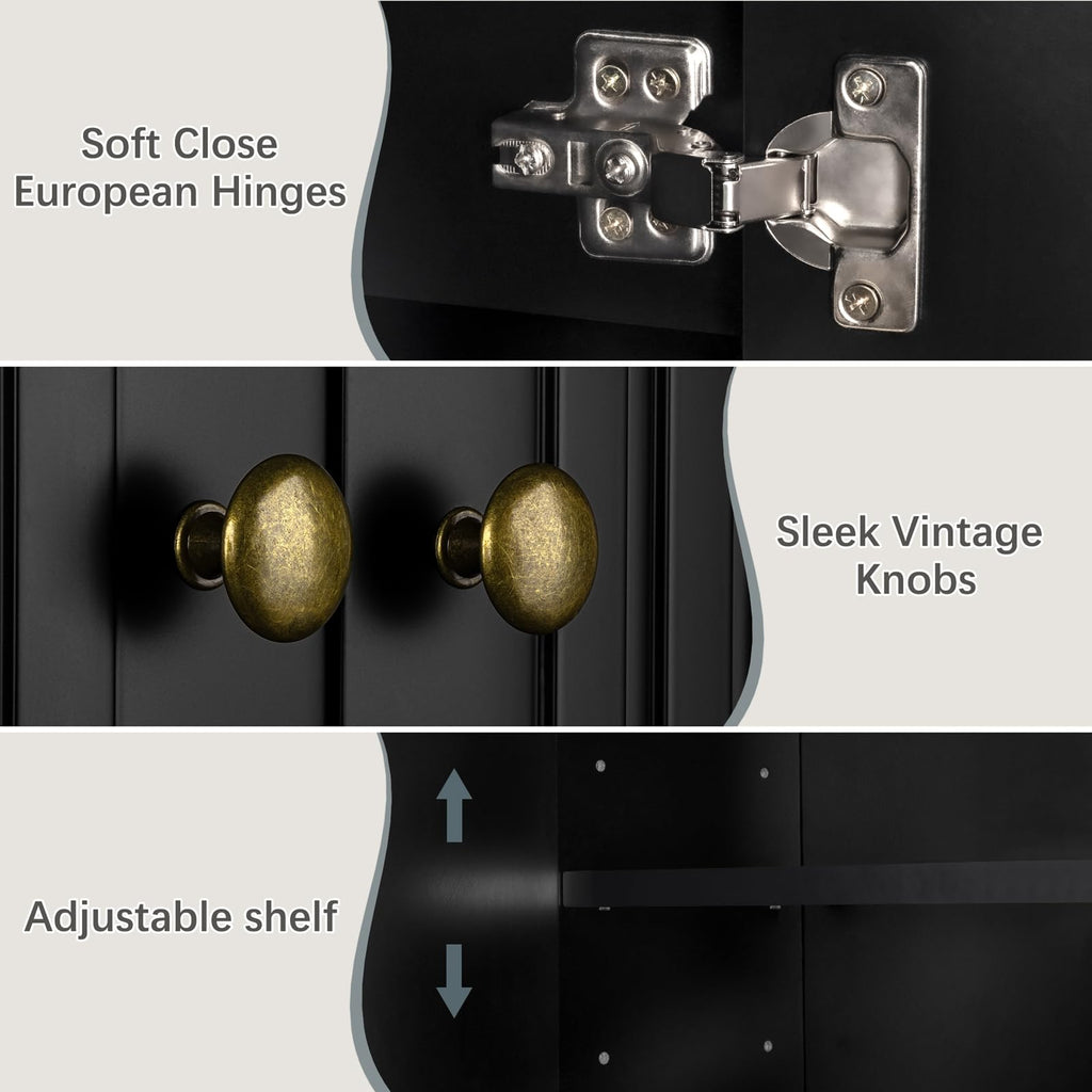 Black Over The Toilet Storage Cabinet with Adjustable Shelf M959511