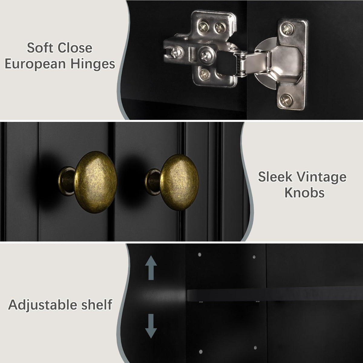 Black Over The Toilet Storage Cabinet with Adjustable Shelf M959511