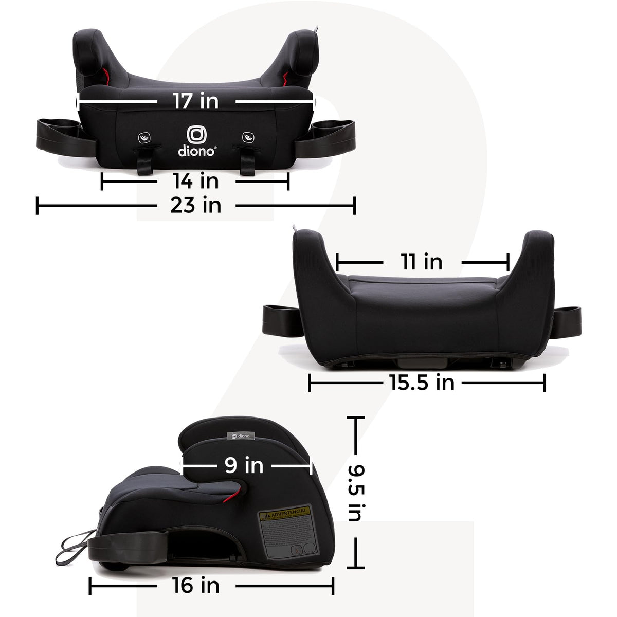 Black Backless Belt-Positioning Booster Car Seat B635