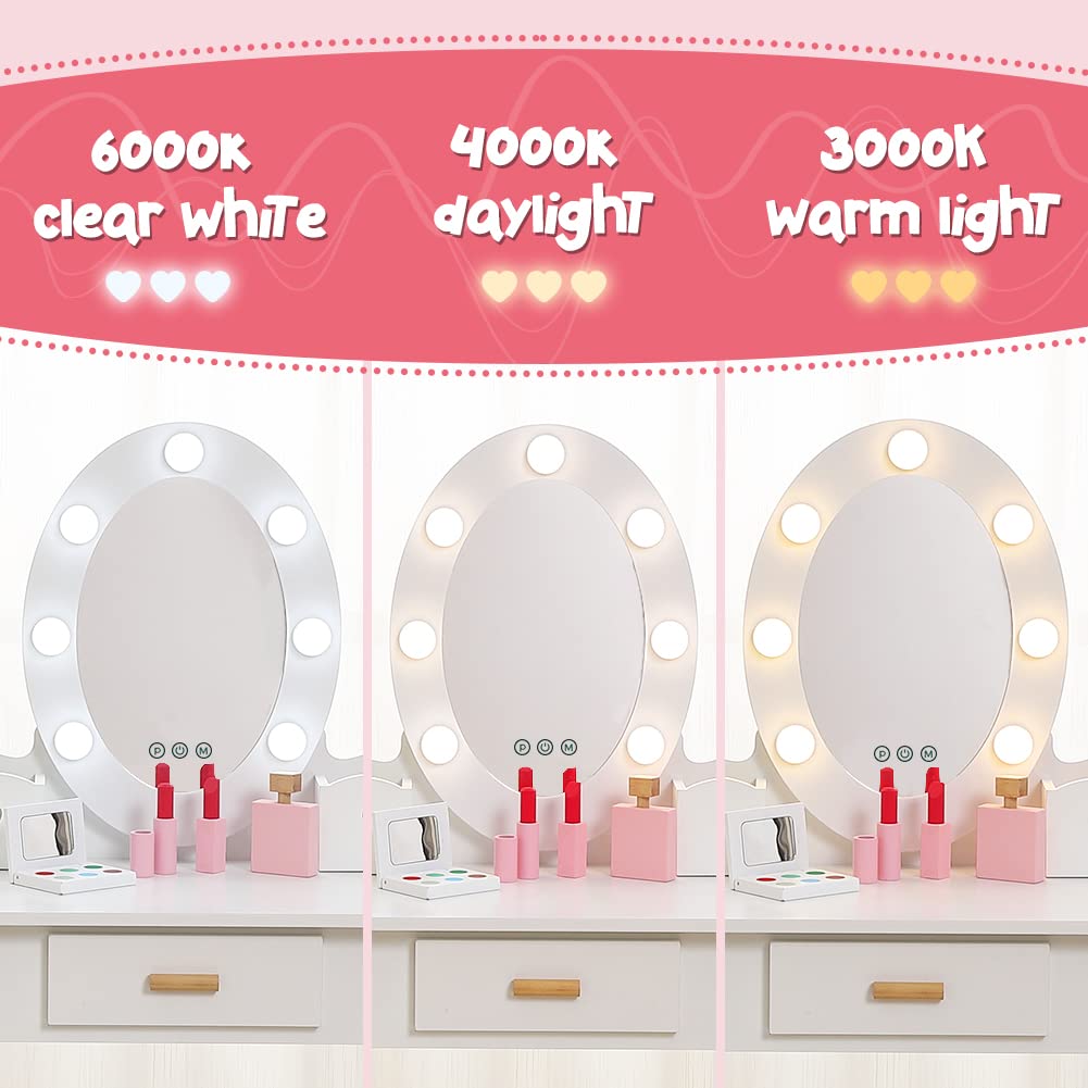 Vanity Table Set with Lighted Mirror and Stool J10823