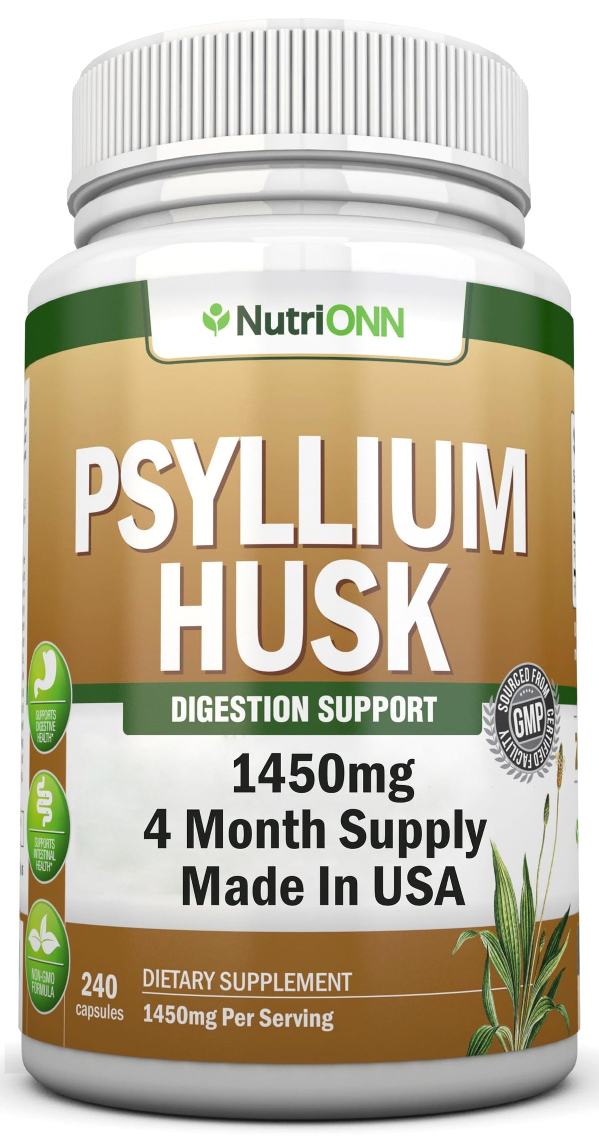 1450mg 240 Capsules Psyllium Husk Fiber Supplement C2094