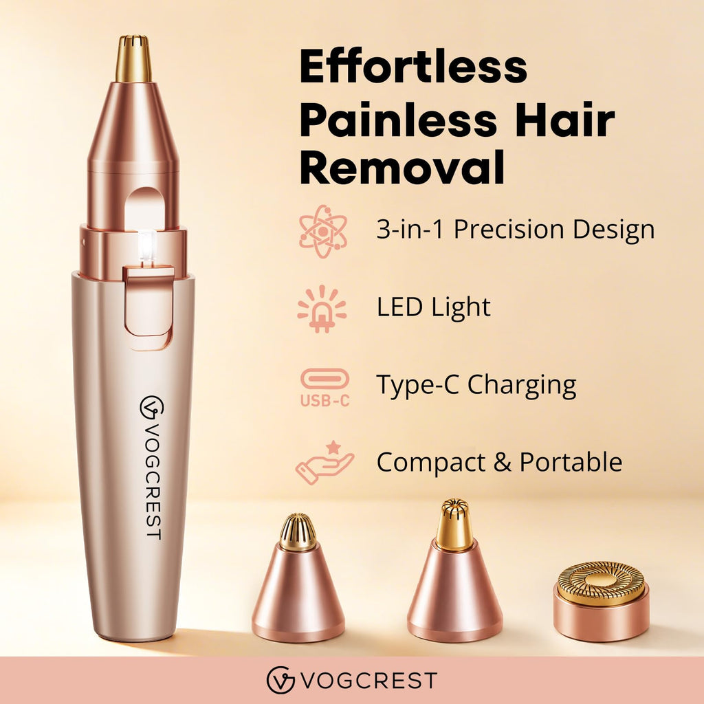 Nose Hair Trimmer 3 in1 Rechargeable Facial Hair Removal & Eyebrow Shaver O6264
