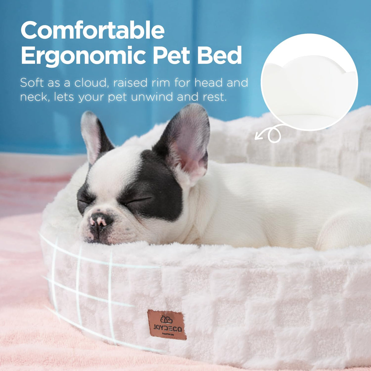 Washable Dog Bed with Orthopedic Foam White L109