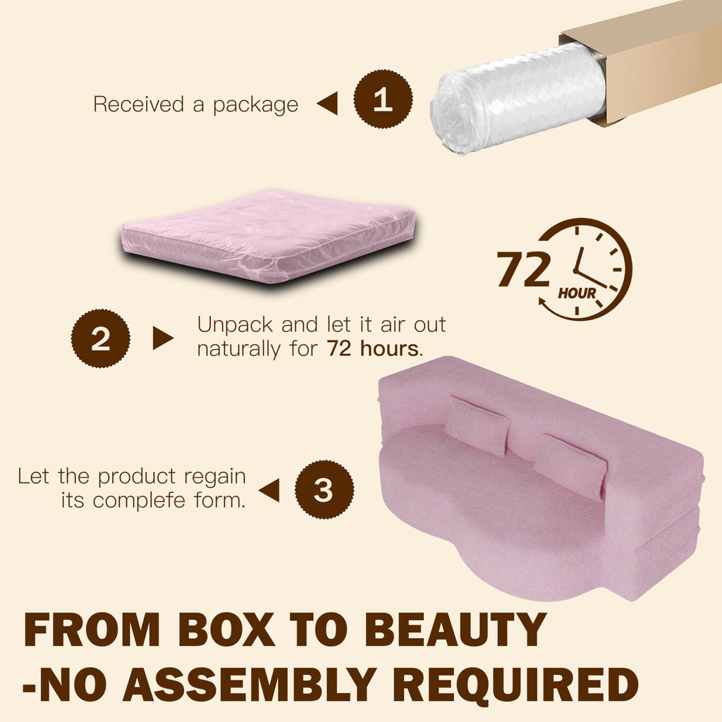 78" Full Size Pink Folding Sofa Bed L7143