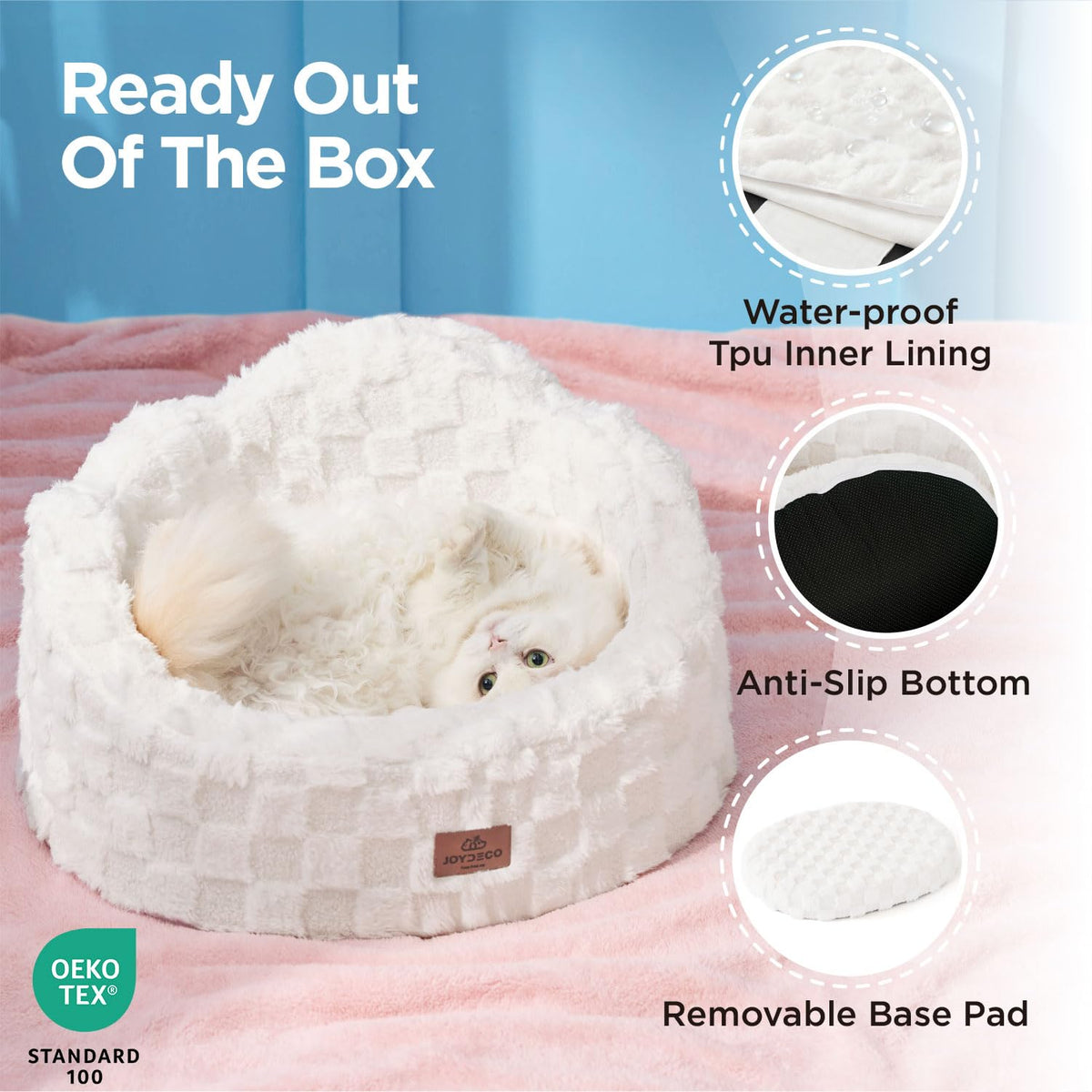 Washable Dog Bed with Orthopedic Foam White L109
