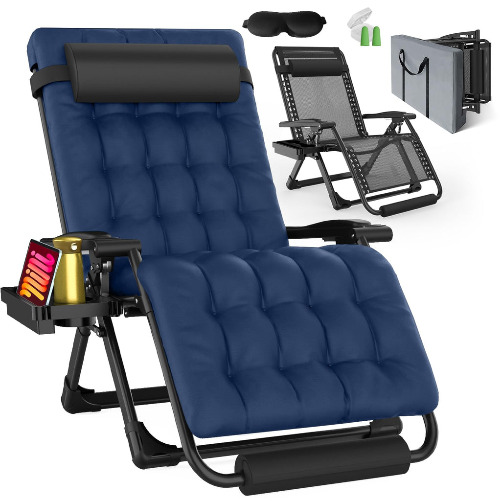 Oversized Blue Zero Gravity Chair with Cushion J4564