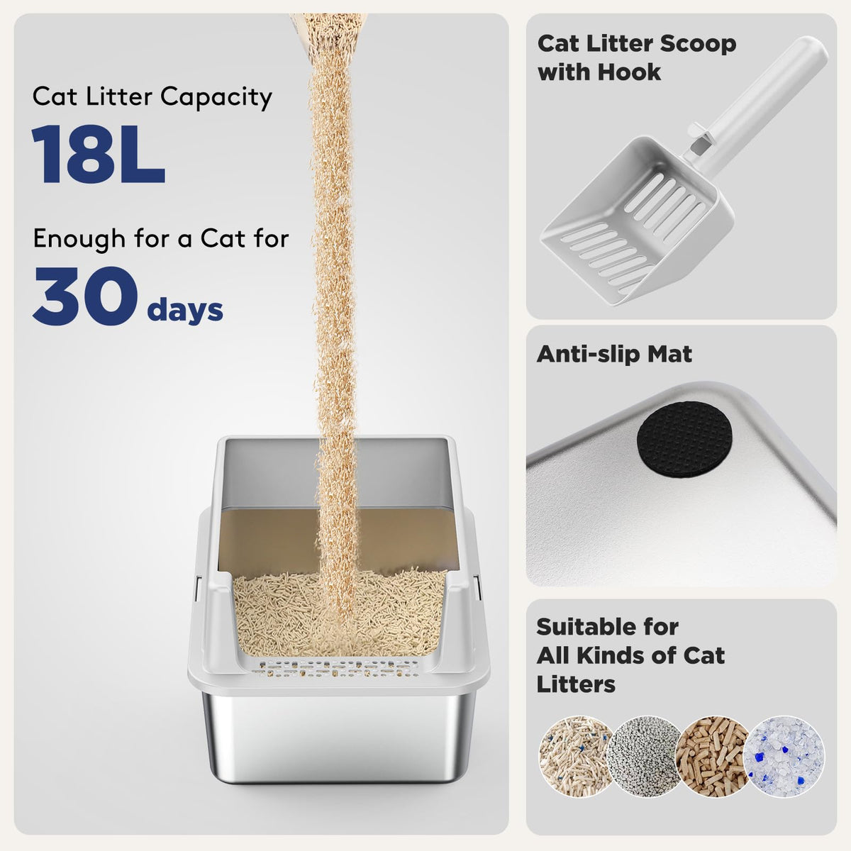 2 Pack Stainless Steel Cat Litter Box with Lid M831766