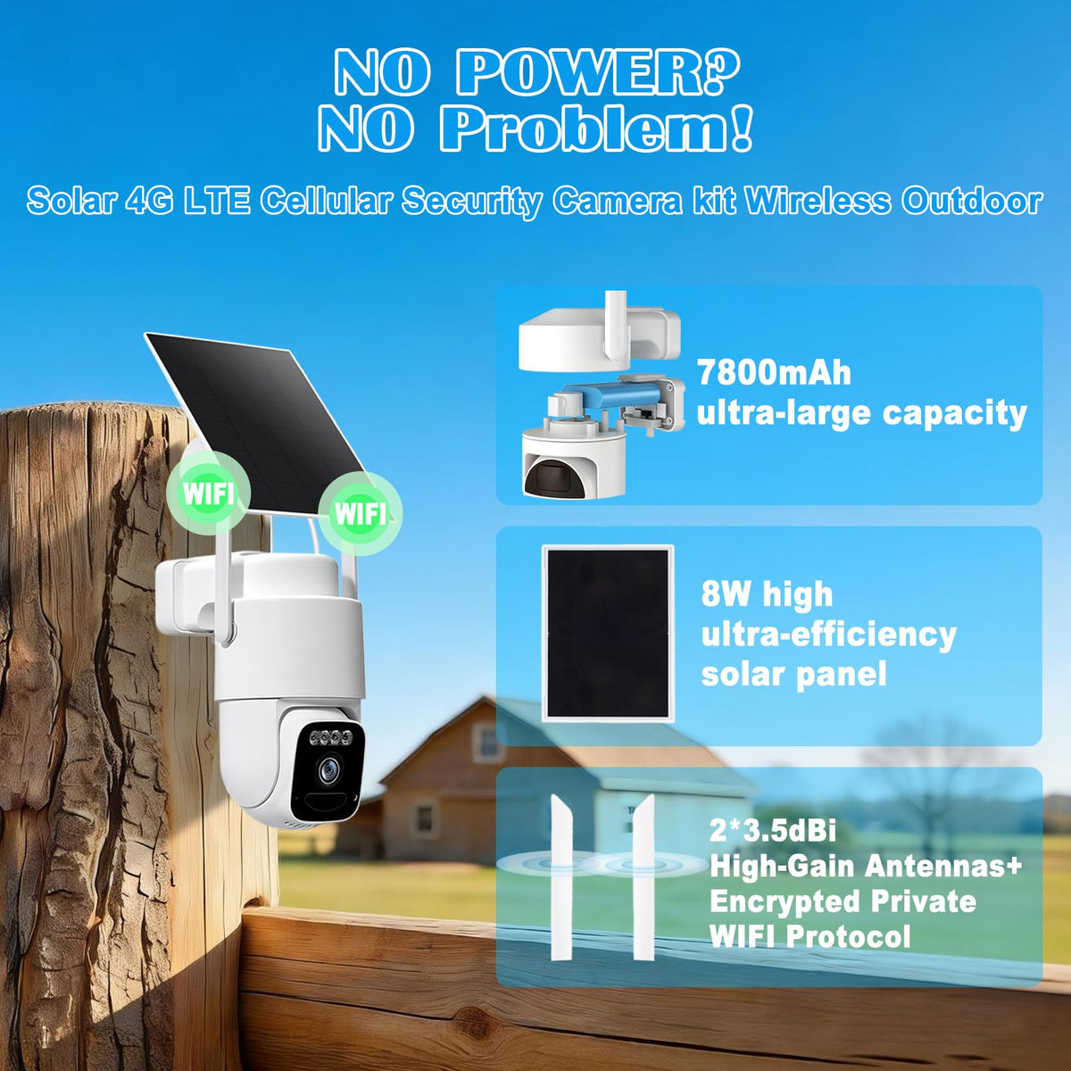 4G Solar Security Camera System with Base Station T779029
