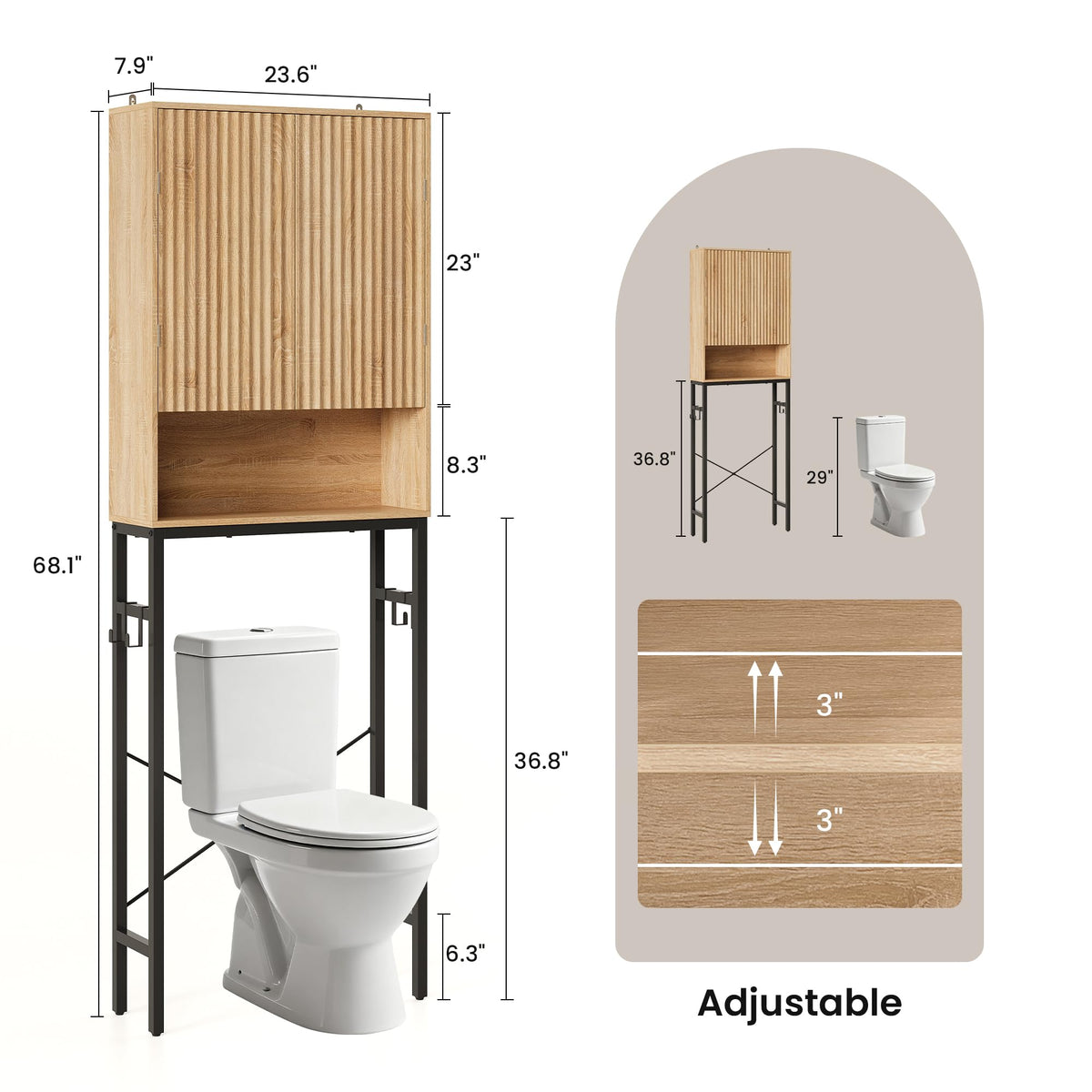 Freestanding Tall Wood Over The Toilet Storage Cabinet F568