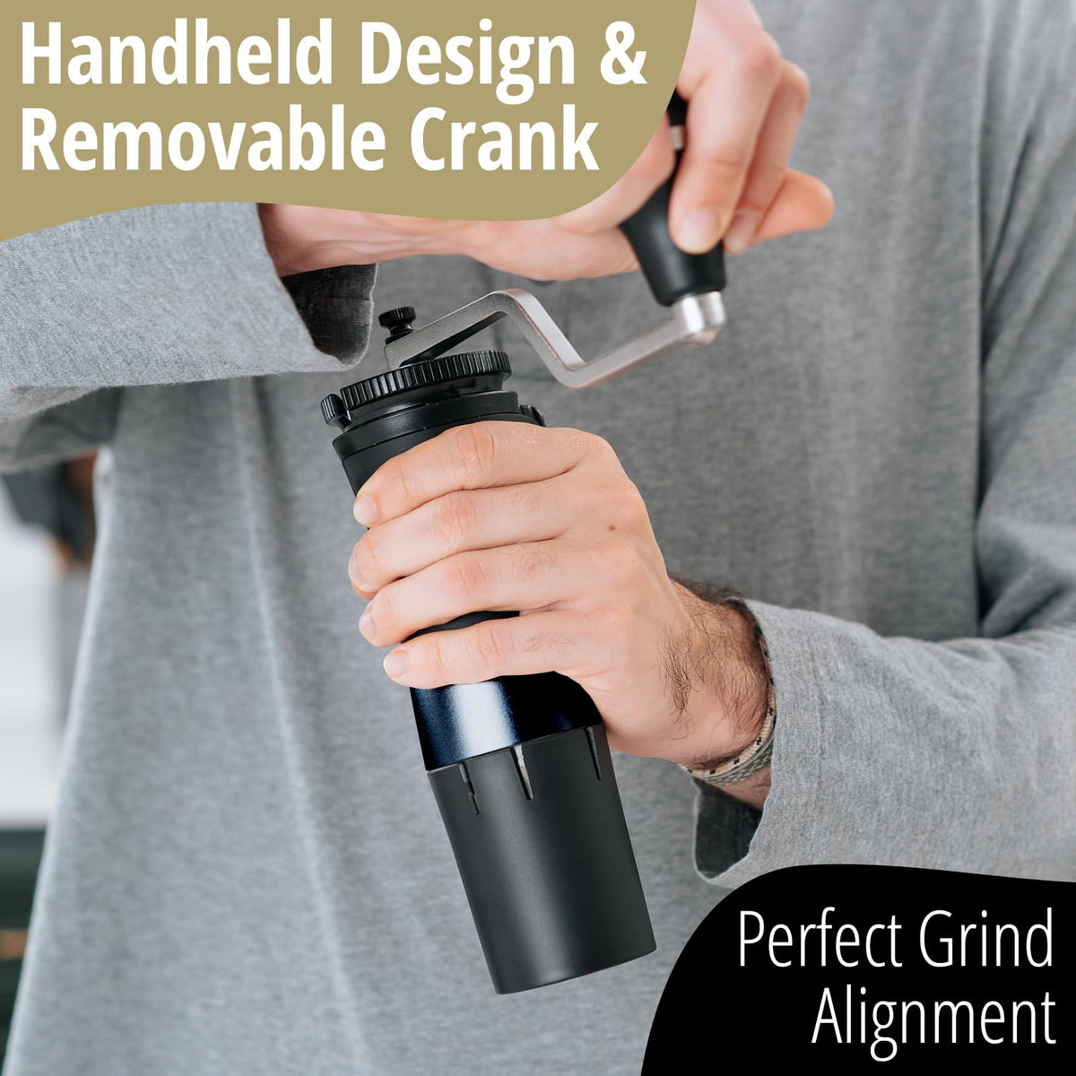 Manual Hand Burr Coffee Grinder with Hardened Steel Conical Burrs M10022