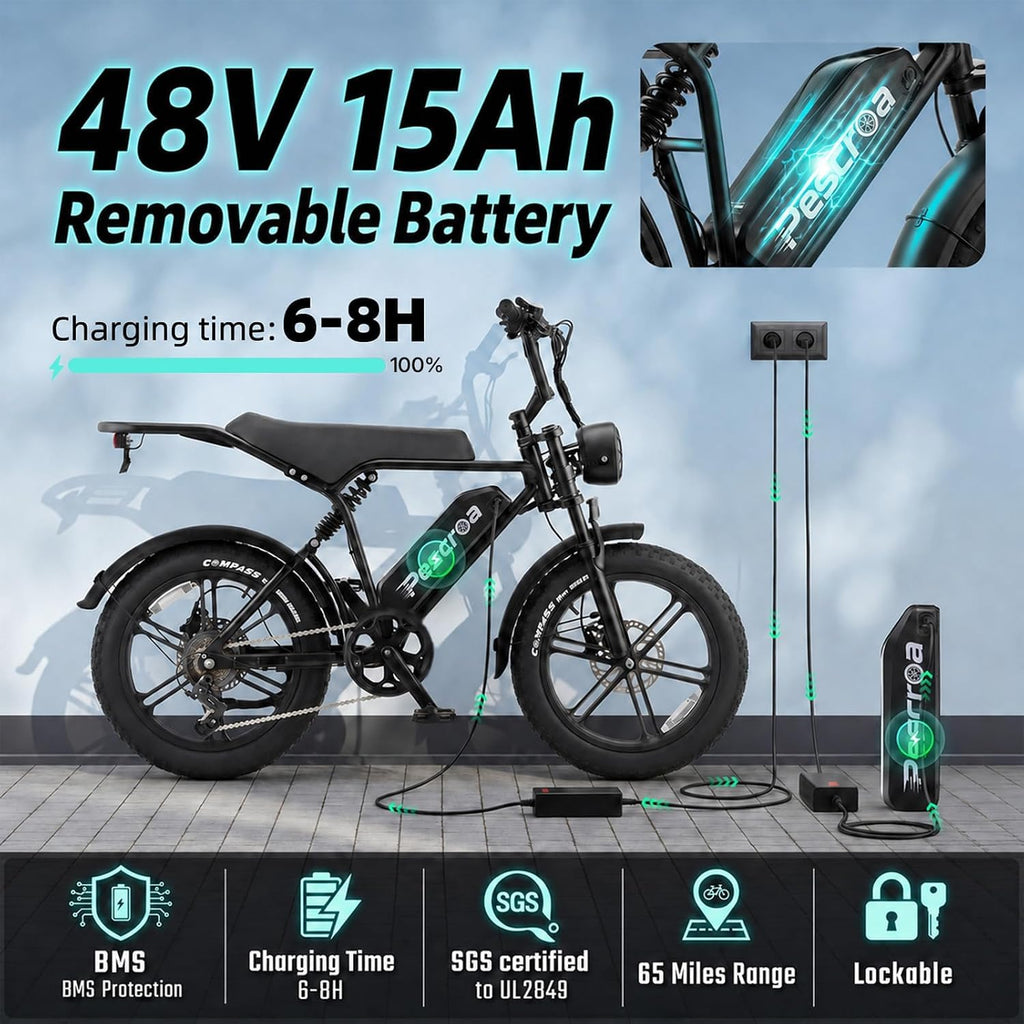 1500W Peak 20" Fat Tire Electric Bike J550