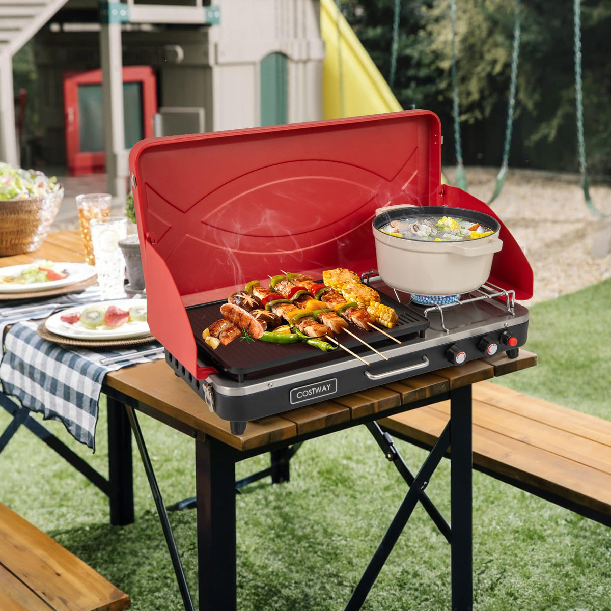 2-Burner Portable Propane Gas Grill with Removable Legs E98538