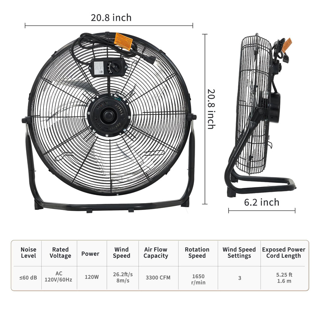18 Inch 3 Speeds Metal Floor Fan U32731