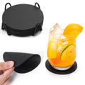 Faux Leather Drink Coasters with Holder, Set of 12 X19651