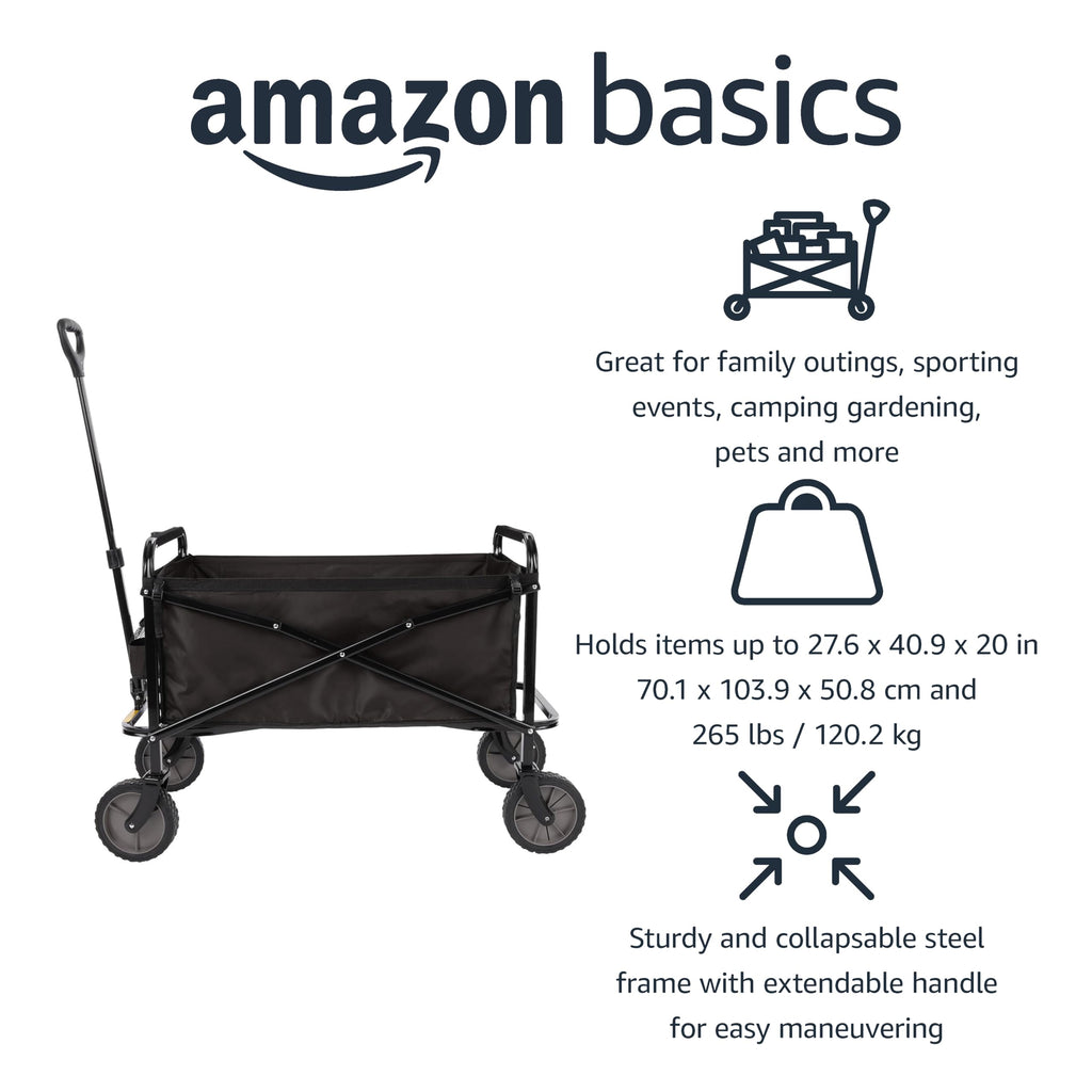 Collapsible Heavy Duty Utility Wagon 265 Pounds Capacity Black W77998