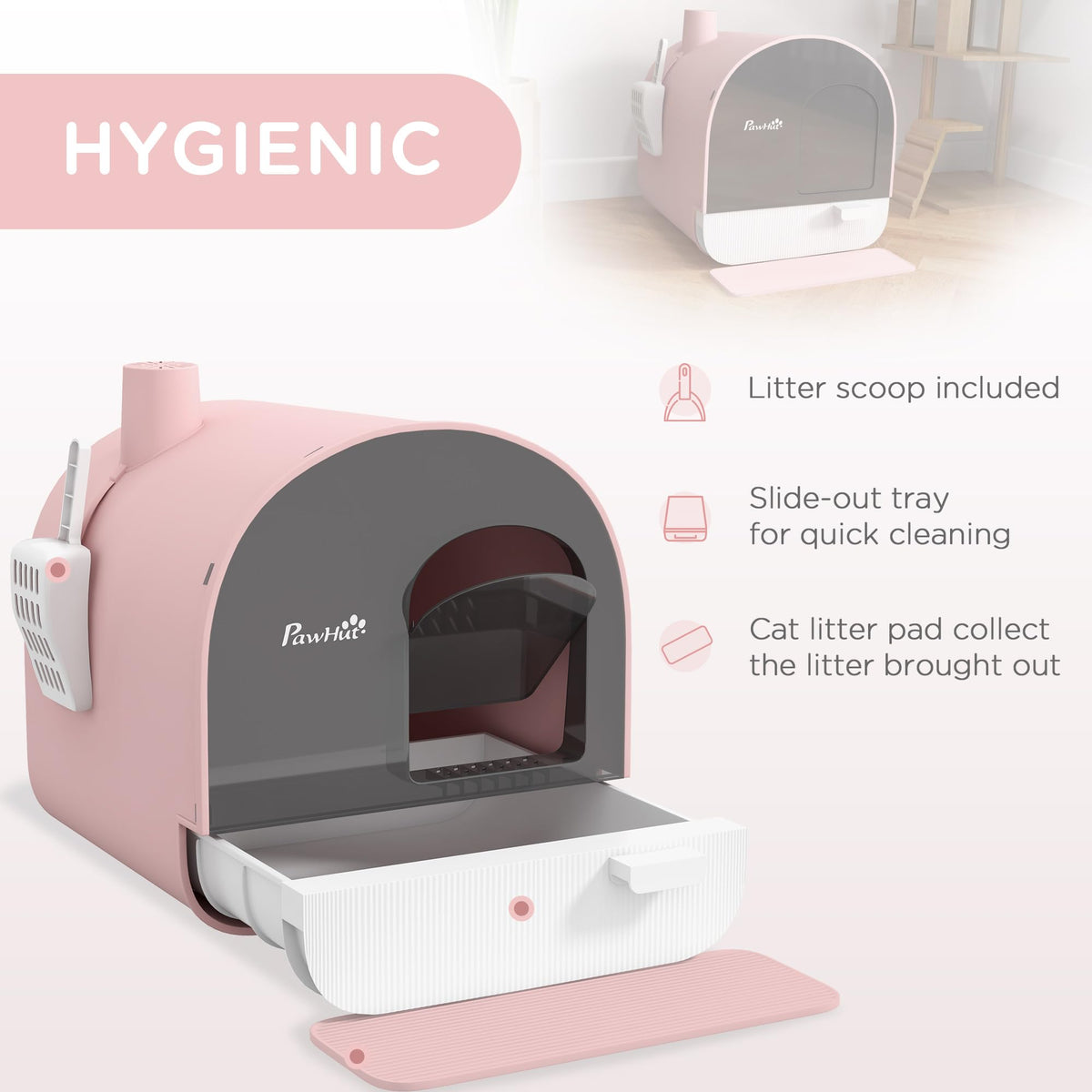 Pink Covered Cat Litter Box with Scoop G413