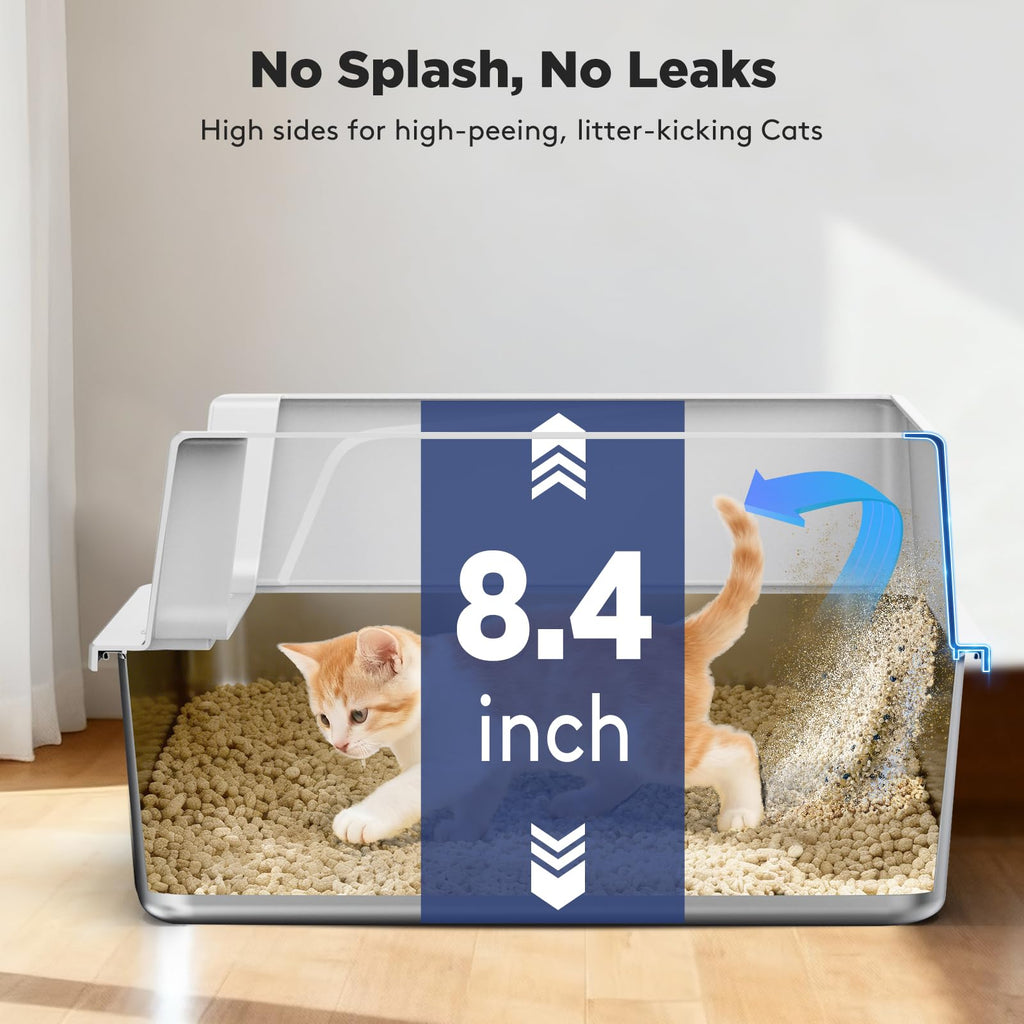 2 Pack Stainless Steel Cat Litter Box with Lid M831766