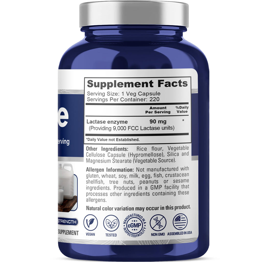 Vegan Lactase Enzyme 220 Veg Capsules X925614