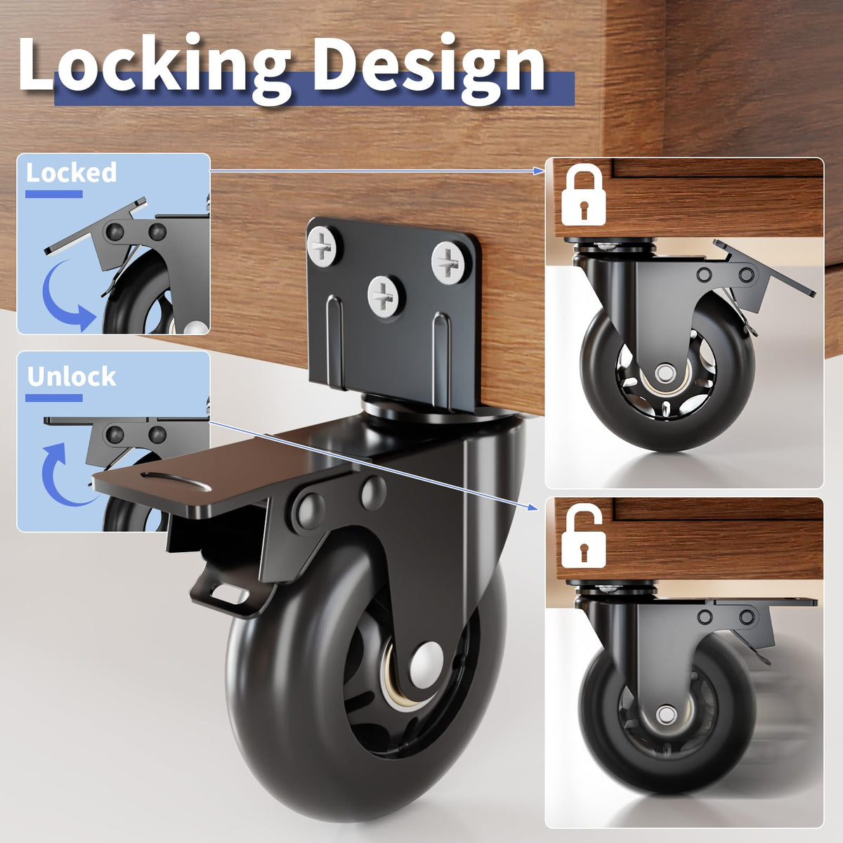 3 in Side Mount Plate Caster Wheels E2784