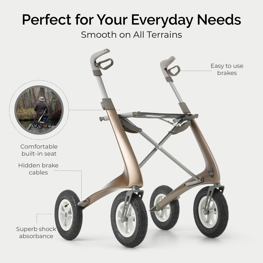 Carbon All Terrain Foldable Rollator with Seat J979